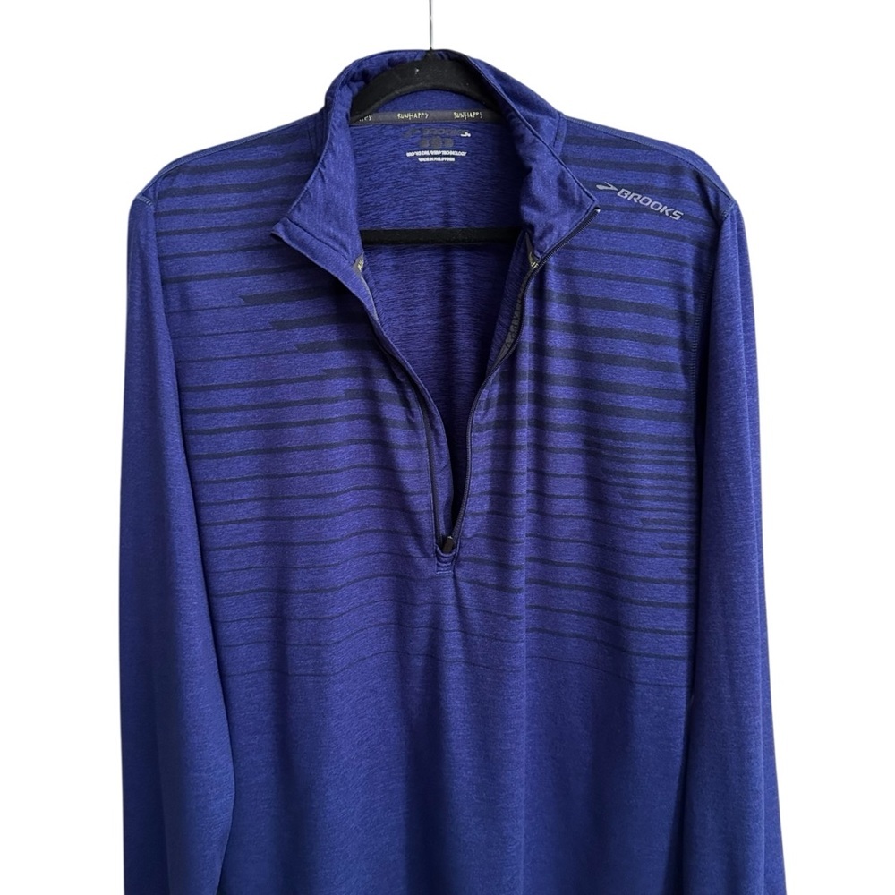 BROOKS Run Happy‎ Men’s Half Zip Running Shirt Blue Performance Pullover Large - Picture 5 of 14